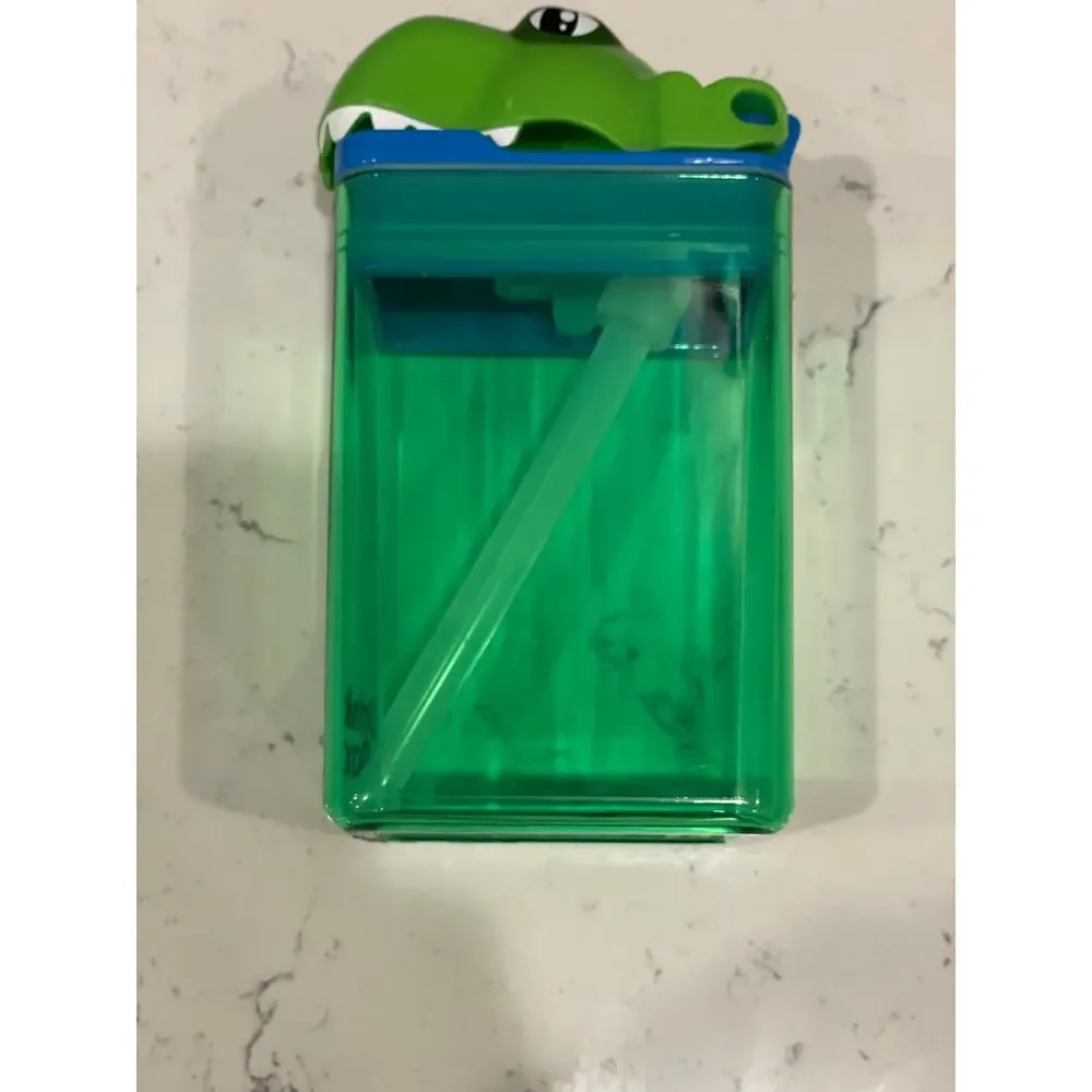 Precidio Drink in the Box Green Dino Reusable 8 oz Container New Without Tag